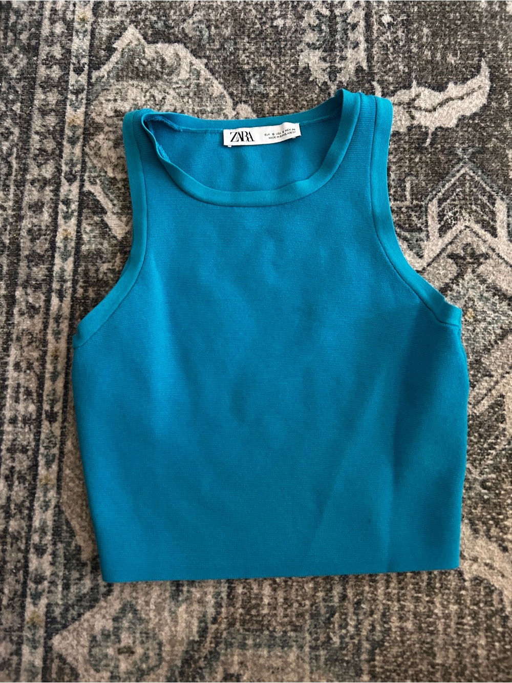 ZARA Vibrant Teal Ribbed Tank Top - Women